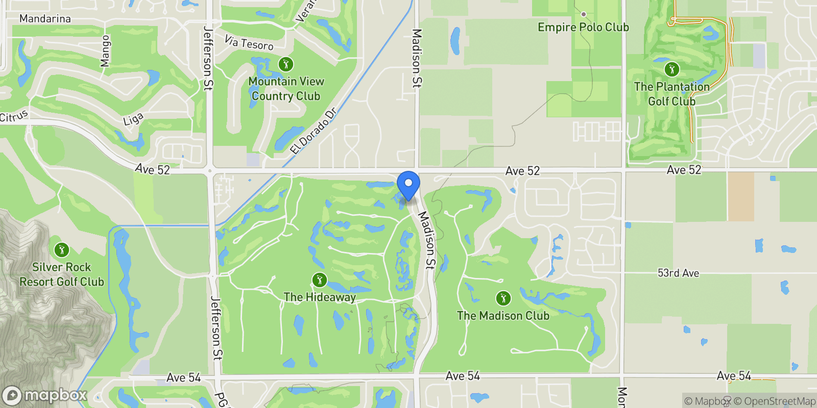 Map showing 52345 Via Savona, La Quinta, California, United States.
