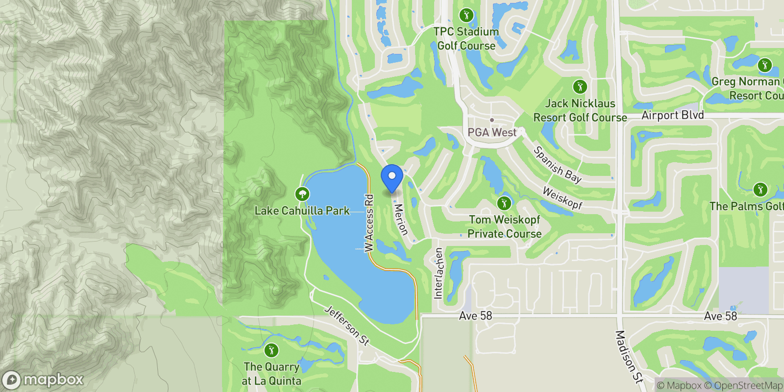Map showing 56805 Merion, La Quinta, California, United States.