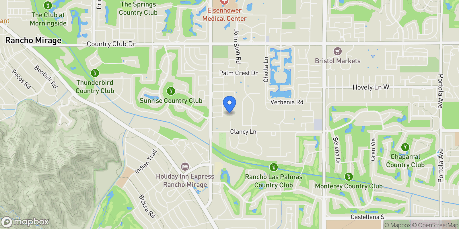 Map showing 5 Via L'Antico, Rancho Mirage, California, United States.