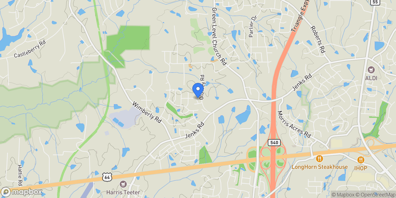 Map showing 2542 Vining Branch Way, Apex, North Carolina, United States.