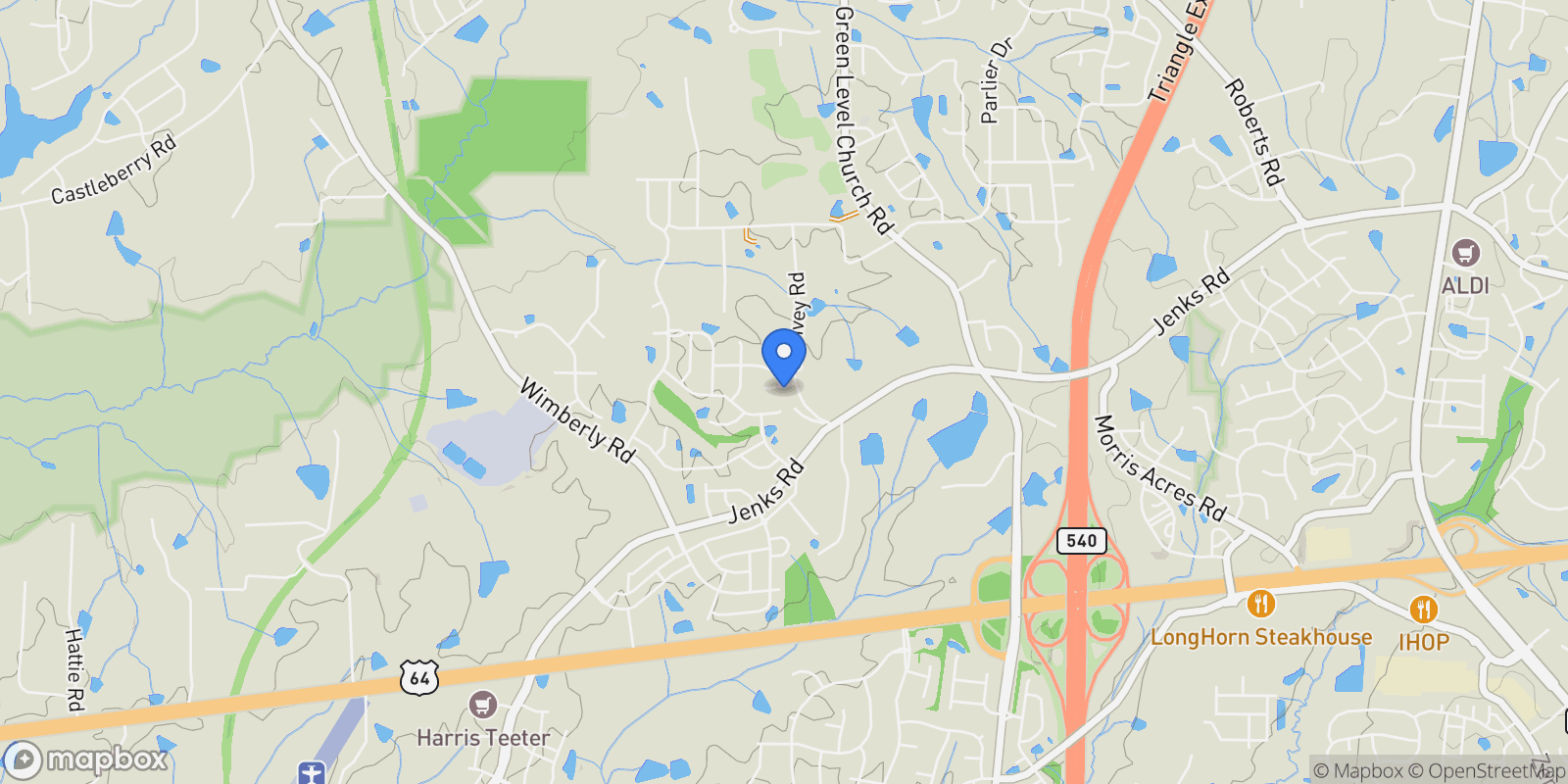 Map showing 705 Ahad Court, Apex, North Carolina, United States.