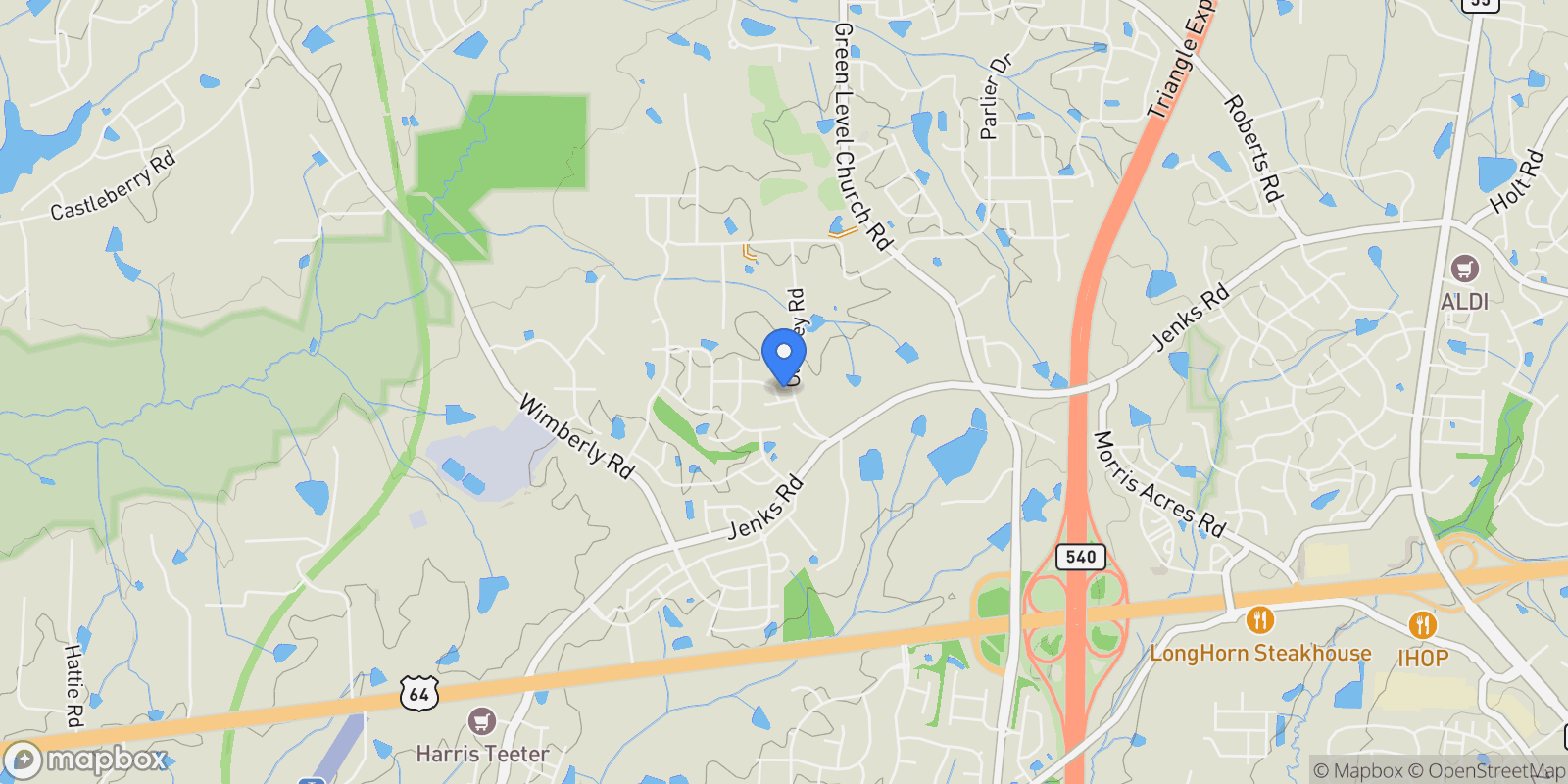 Map showing 2534 Vining Branch Way, Apex, North Carolina, United States.