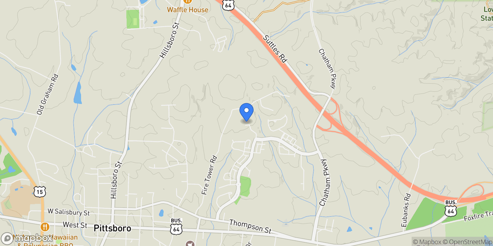 Map showing 142 Autumn Gate Street, Pittsboro, North Carolina, United States.