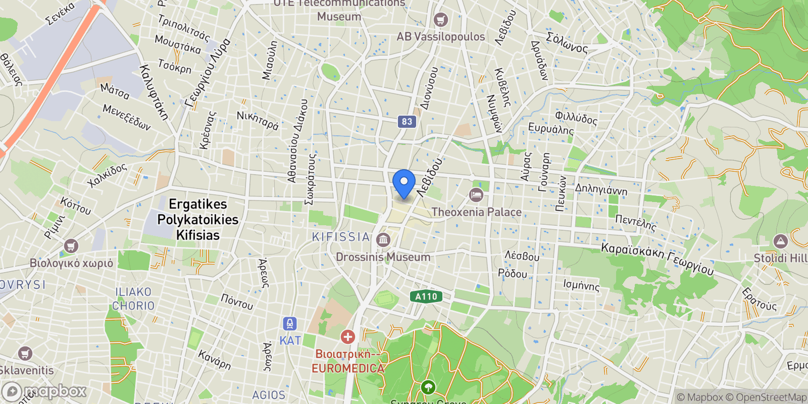 Map showing Kifisia, Attica, Greece.