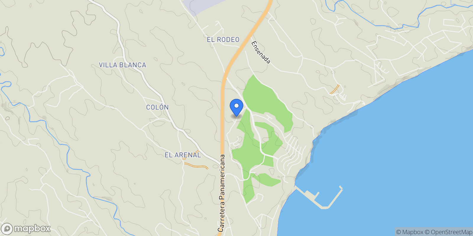 Map showing San Carlos District, Panama, Panama.