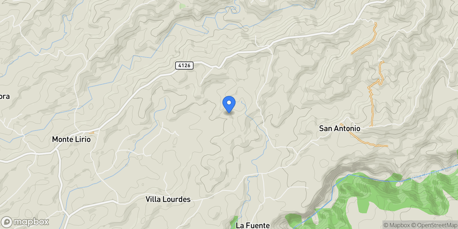Map showing Monte Lirio, Chiriquí Province, Panama.