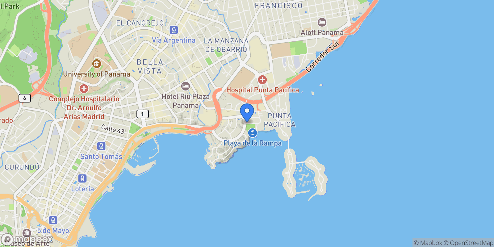 Map showing Panama City, Panama, Panama.