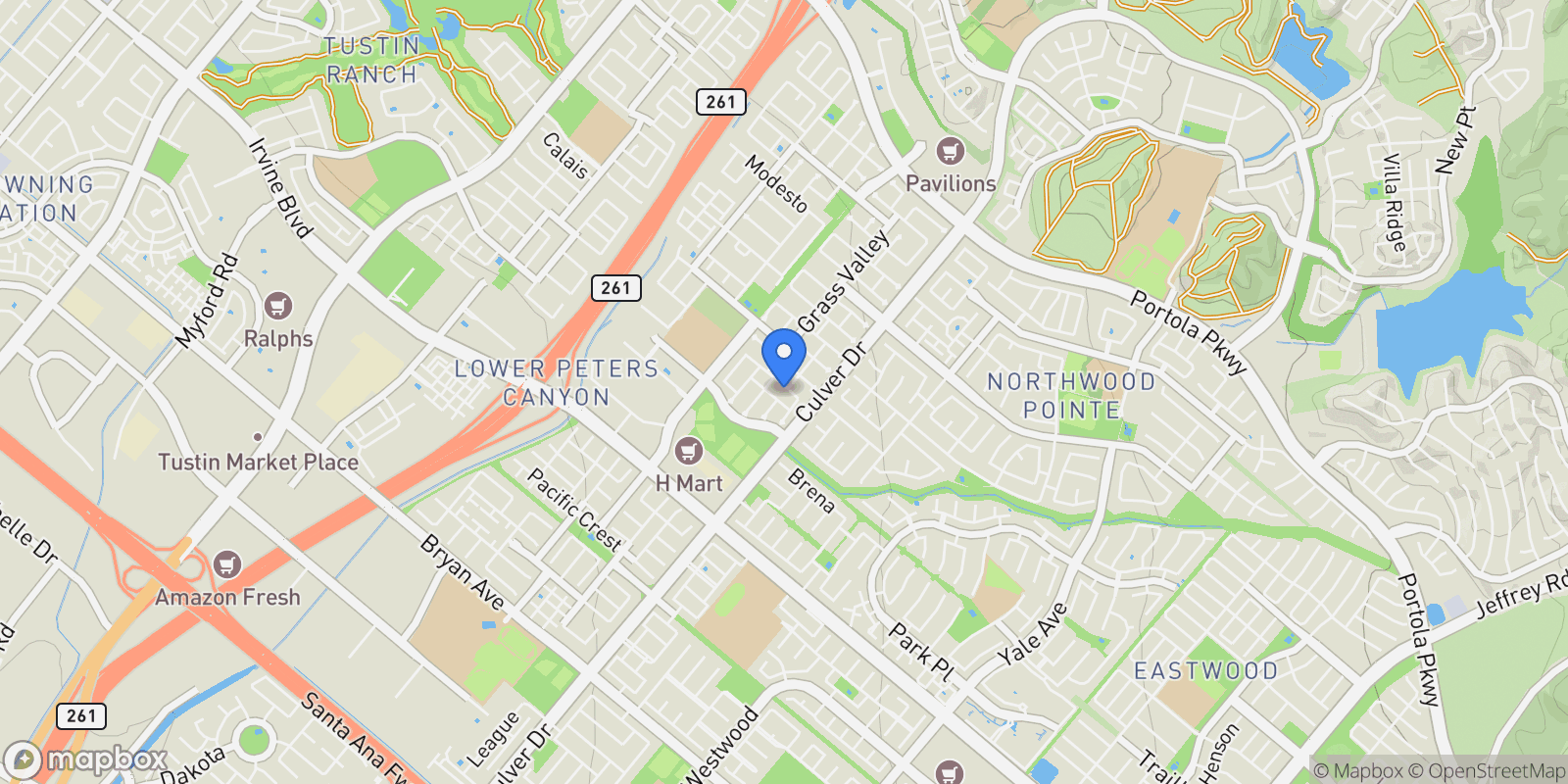 Map showing 31 Dinuba, Irvine, CA 92602, Irvine, California, United States.