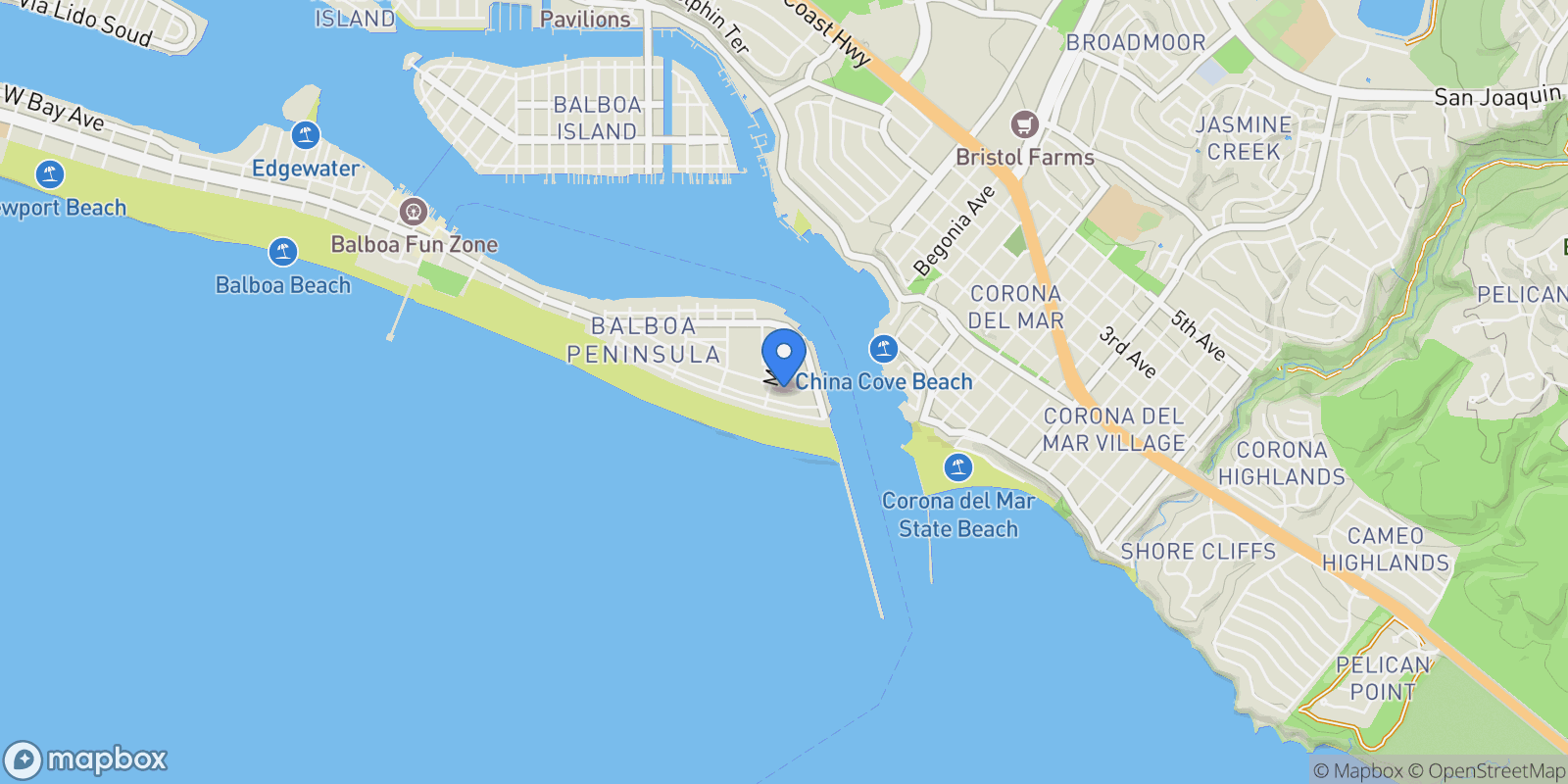 Map showing 2117 Miramar Drive, Newport Beach, CA 92661, Newport Beach, California, United States.