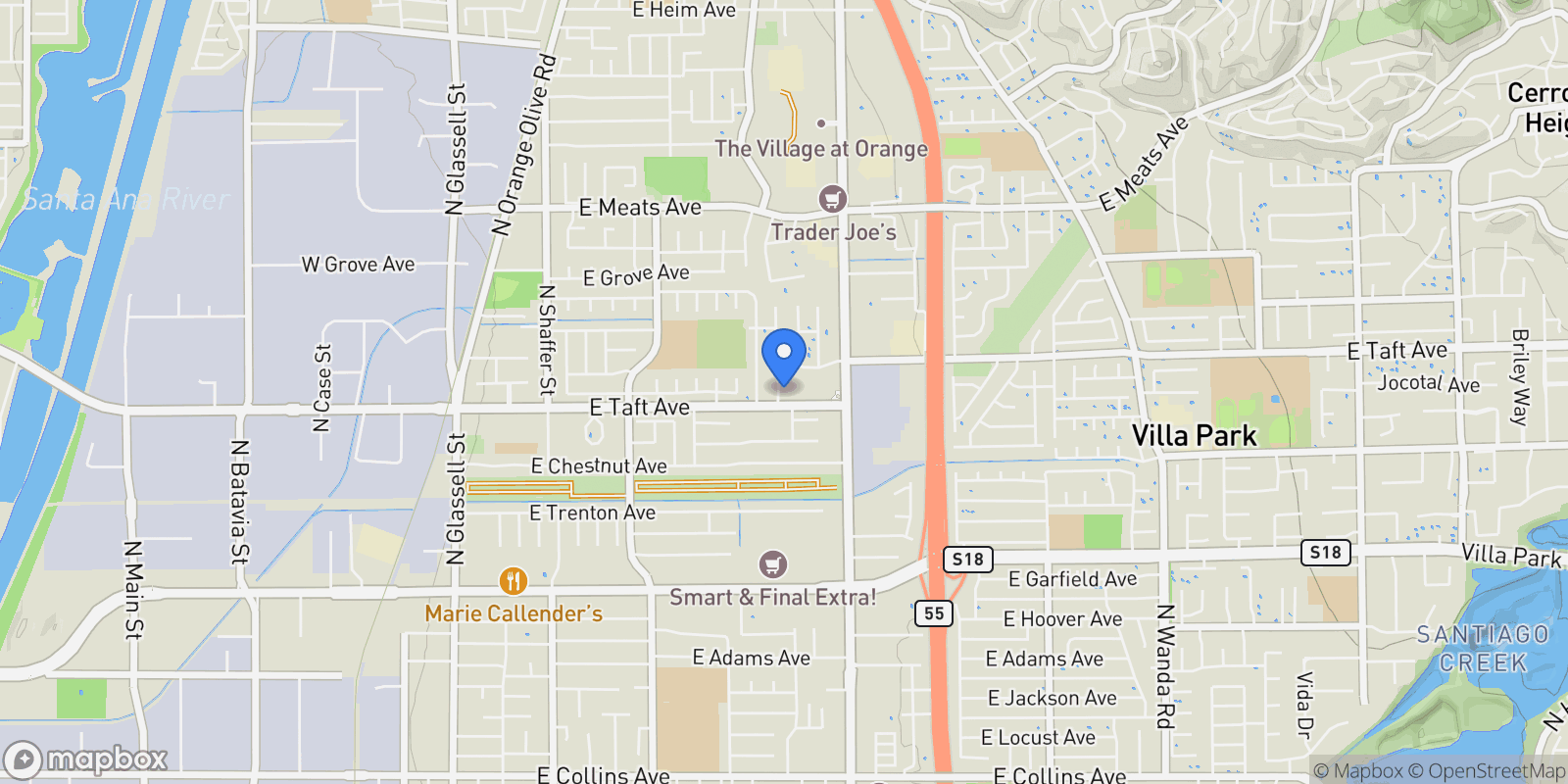 Map showing 1723 N Lincoln, Orange, CA 92865, Orange, California, United States.
