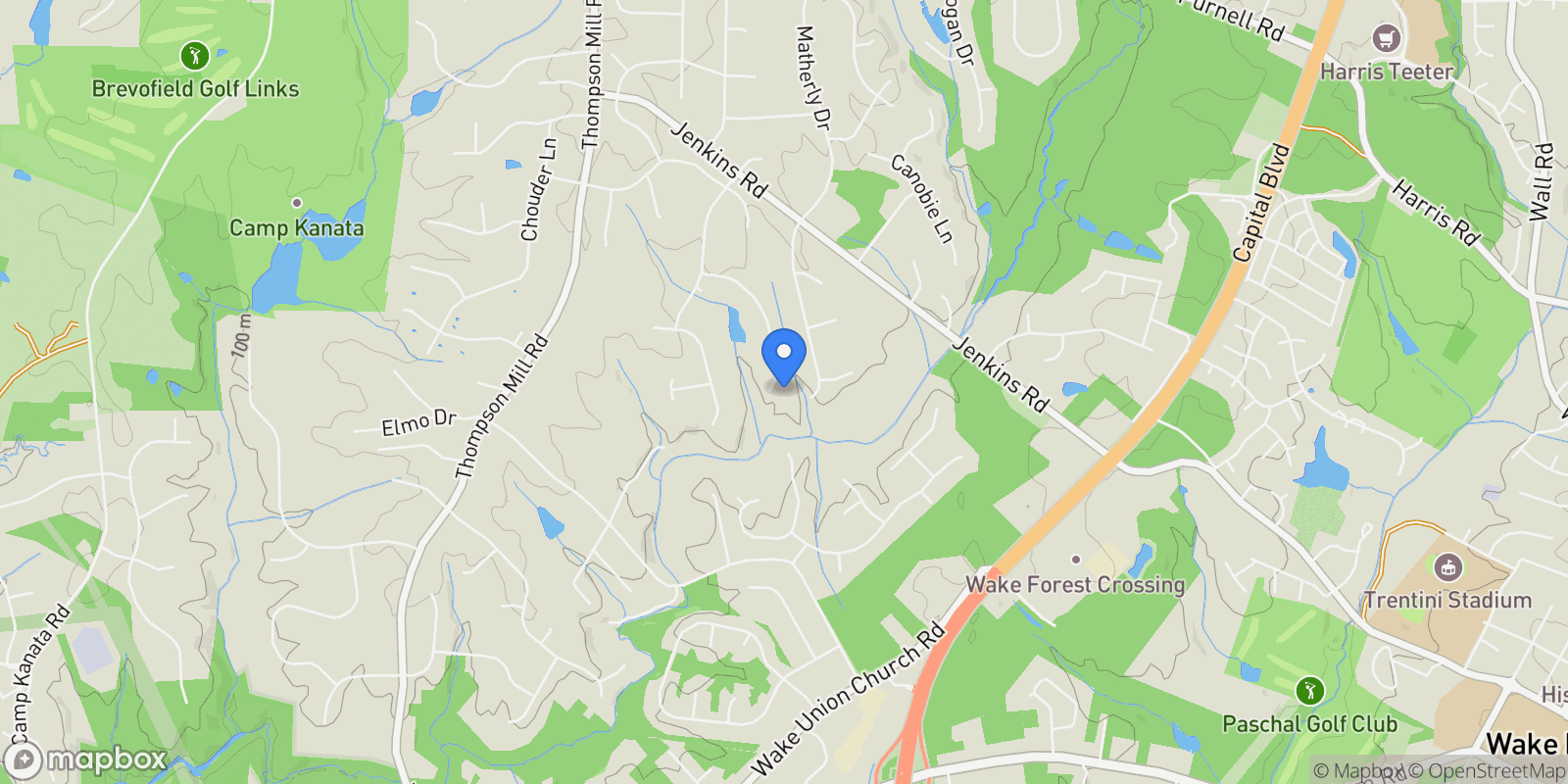 Map showing 2957 Wexford Pond Way, Wake Forest NC 27587, Wake Forest, North Carolina, United States.