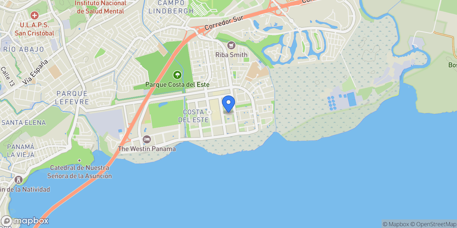 Map showing Panamá COSTA DEL ESTE- CASA BIANCA, Panama City, Panama, Panama.