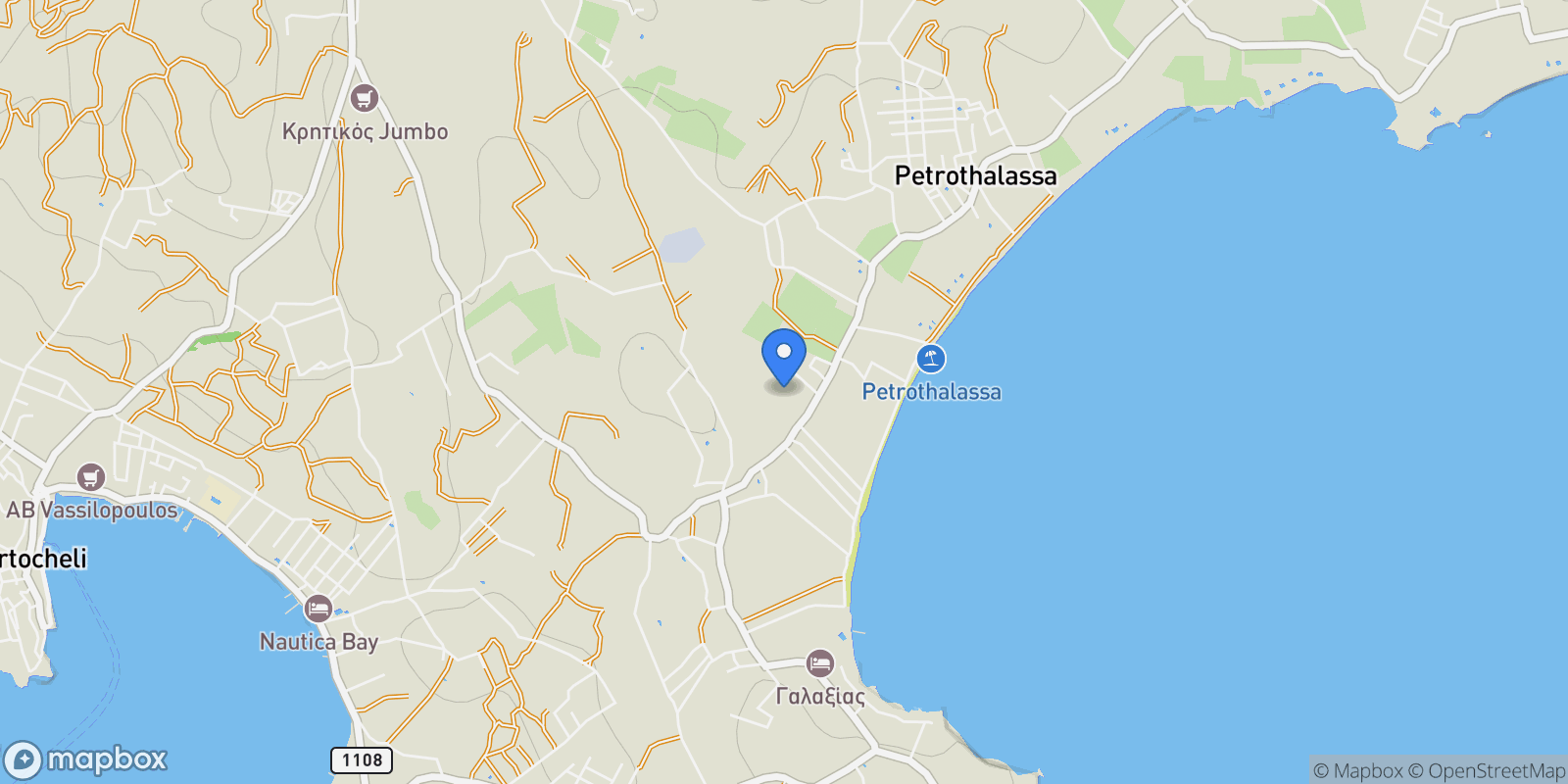 Map showing Porto Cheli, Greece, Koinotita Kranidiou, Kranidi, Greece.