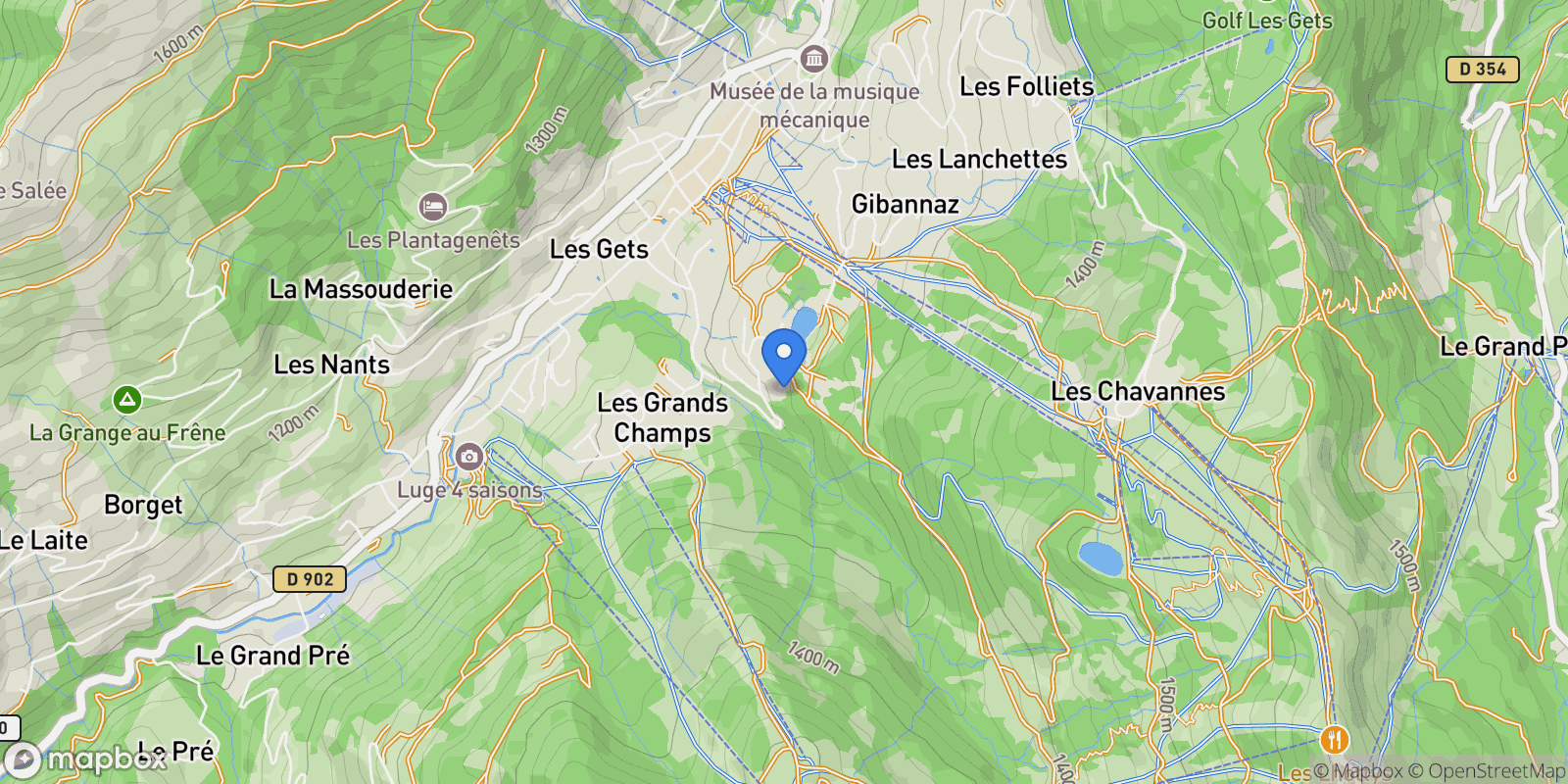 Map showing Les Gets, Auvergne-Rhône-Alpes, France.