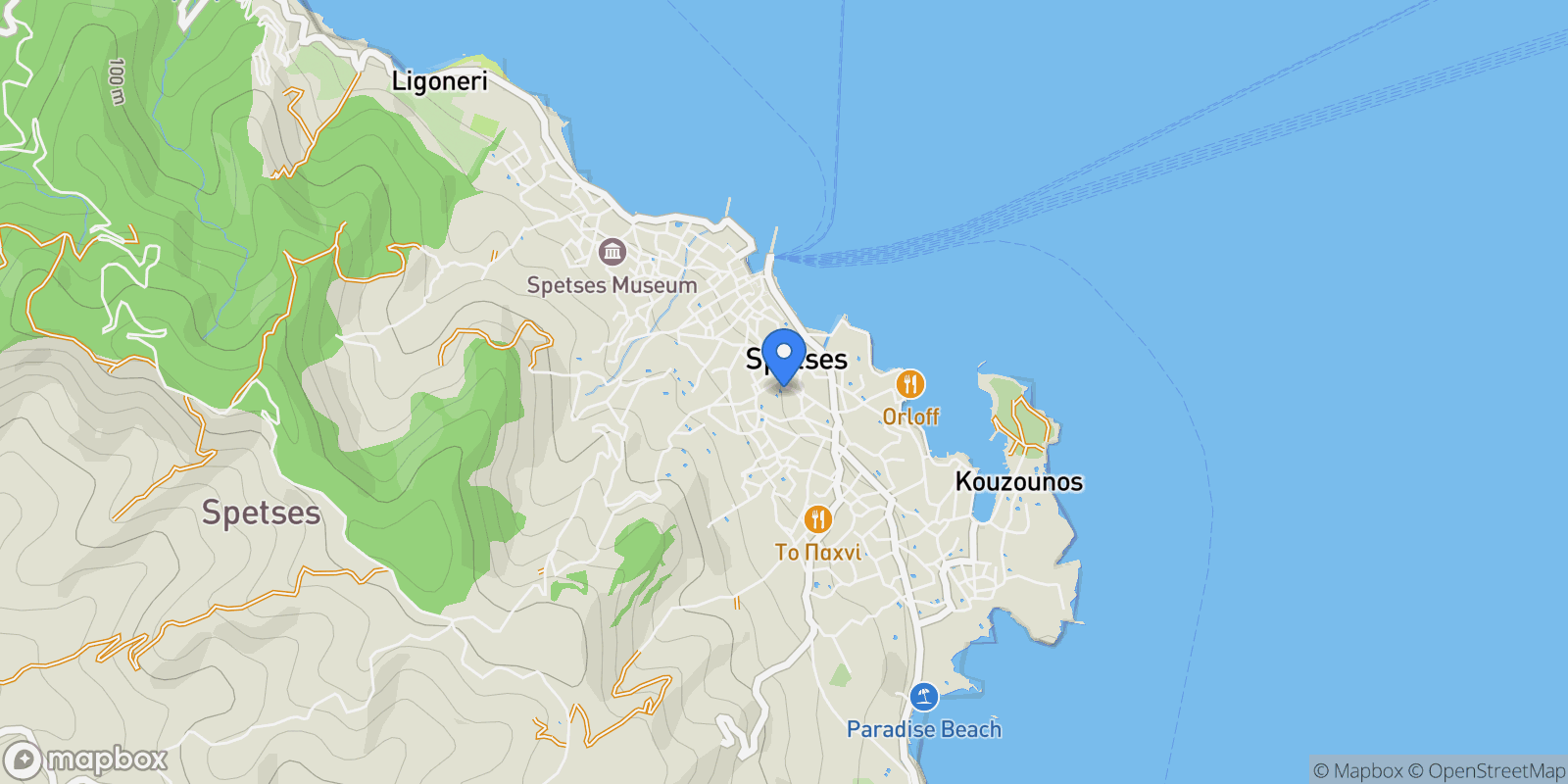 Map showing Spetses, Greece, Spetses, Attica, Greece.