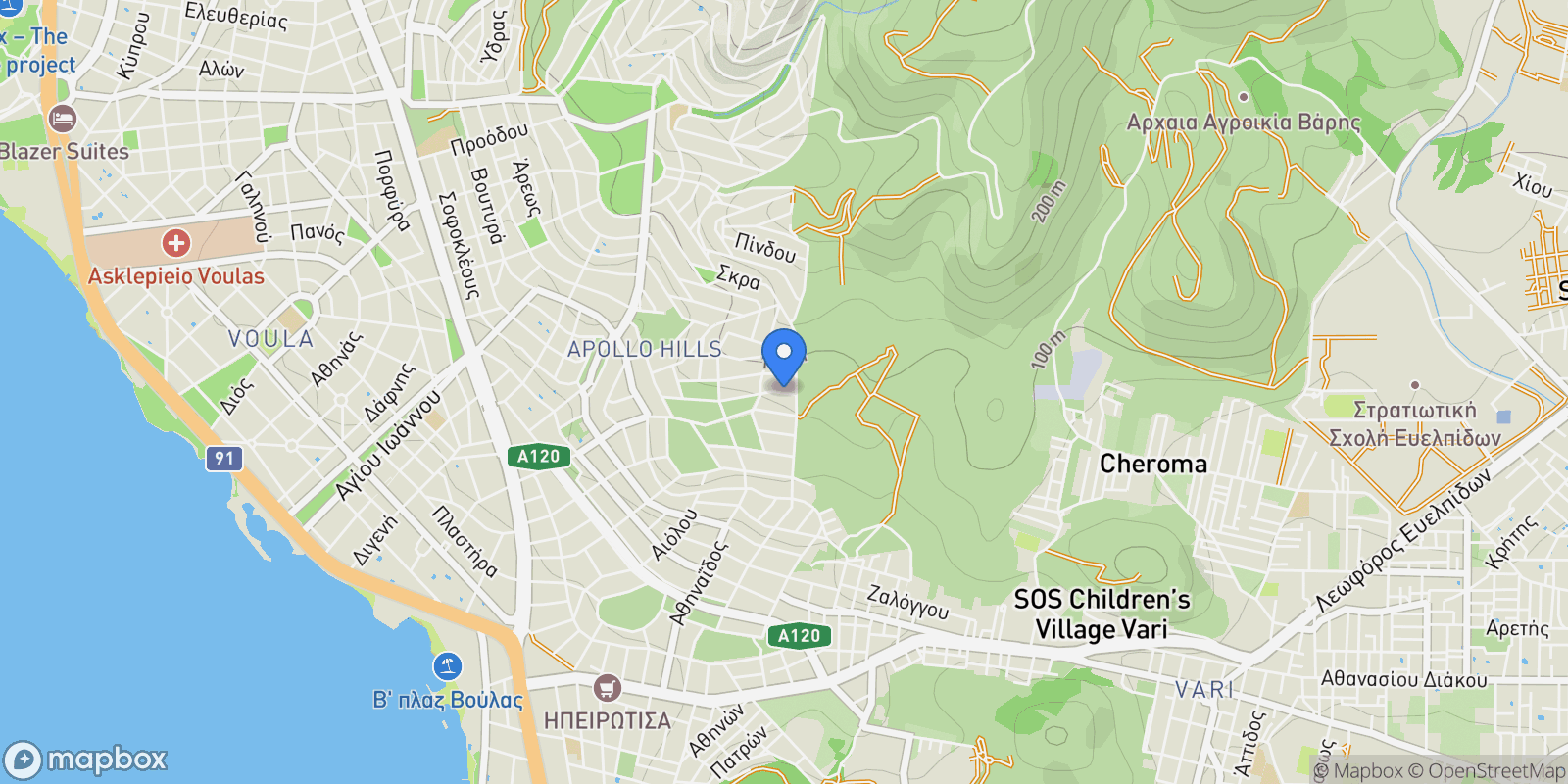 Map showing Voula, Attica, Greece.