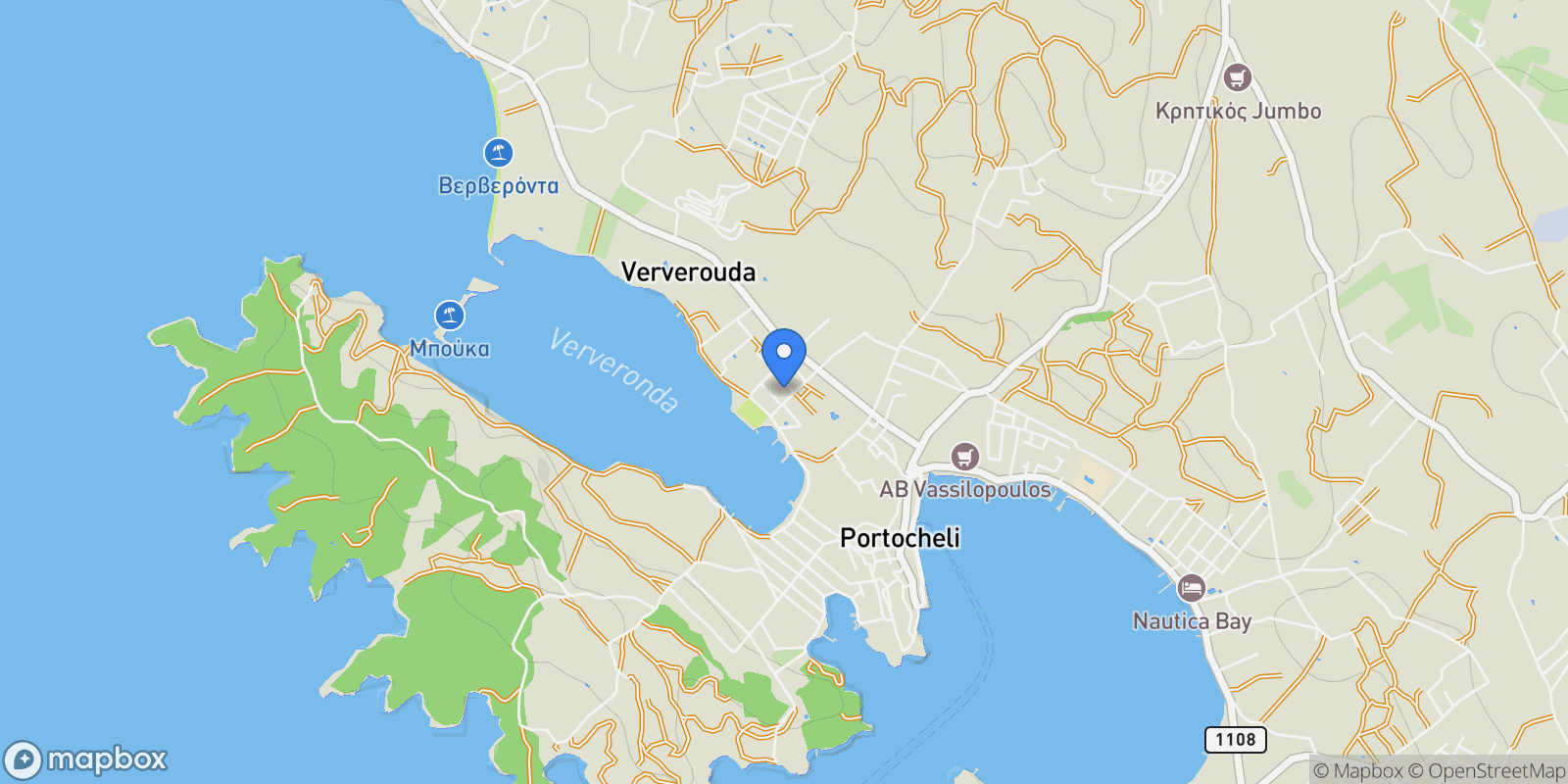 Map showing Koinotita Portoxeliou, Kranidi, Greece.
