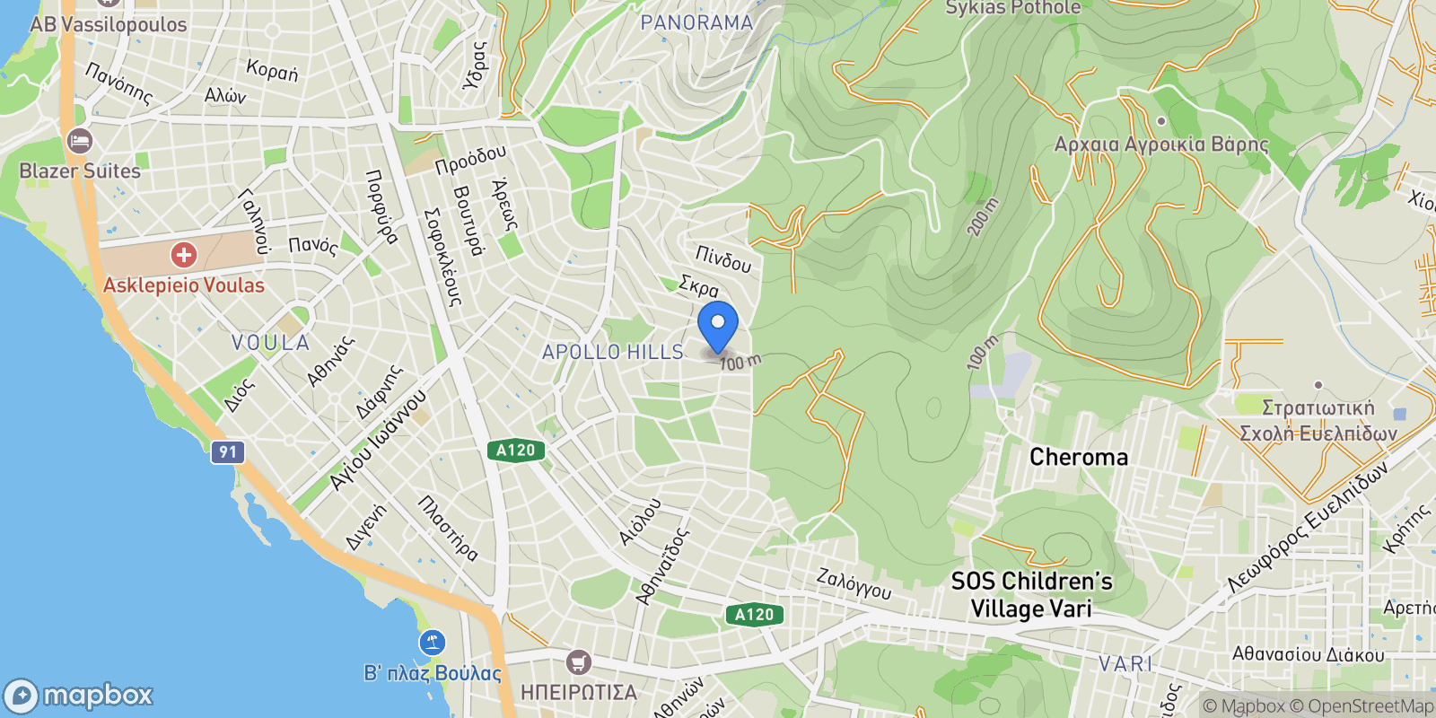 Map showing Voula, Attica, Greece.