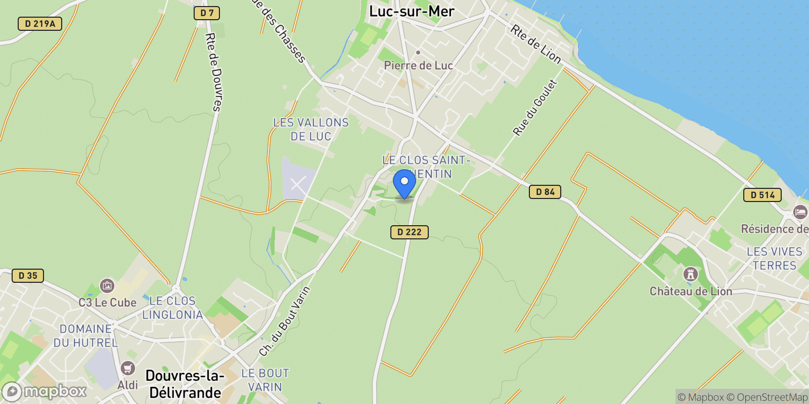 Map showing LUC SUR MER, P 14530, Luc-sur-Mer, Normandy, France.