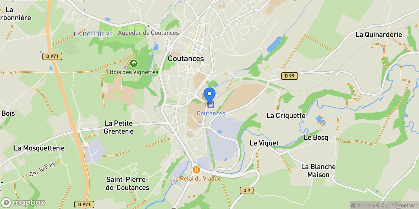 Map showing COUTANCES, P 50200, Coutances, Normandy, France.