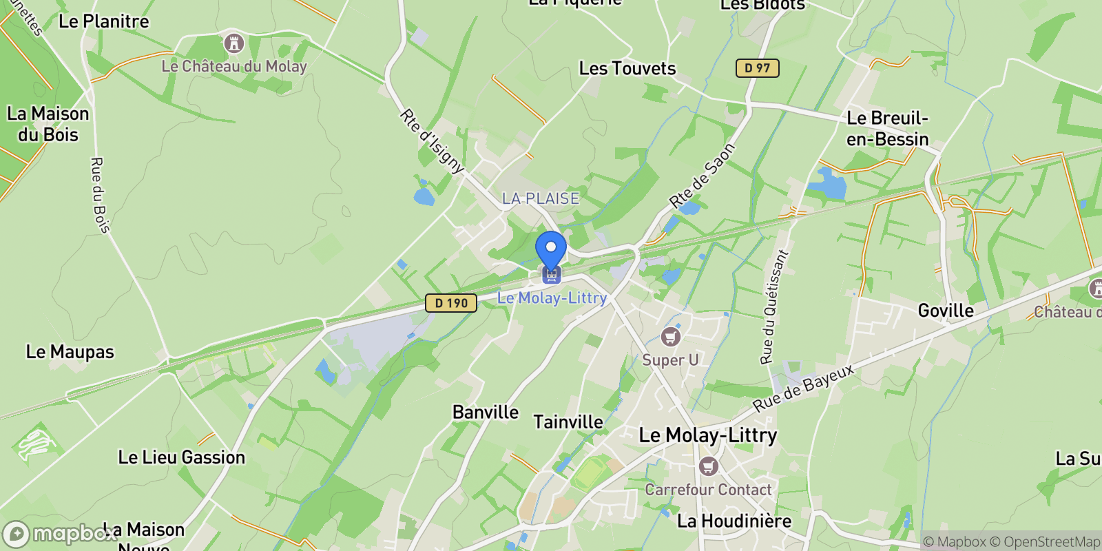 Map showing LE MOLAY LITTRY, P 14330, Le Molay-Littry, Normandy, France.