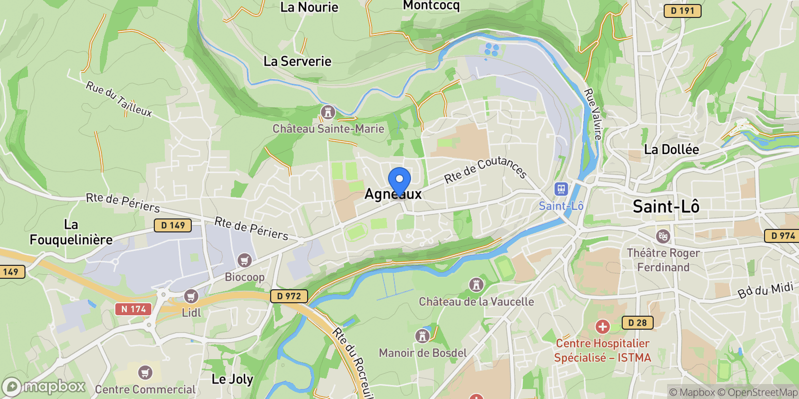 Map showing AGNEAUX, P 50180, Agneaux, Normandy, France.