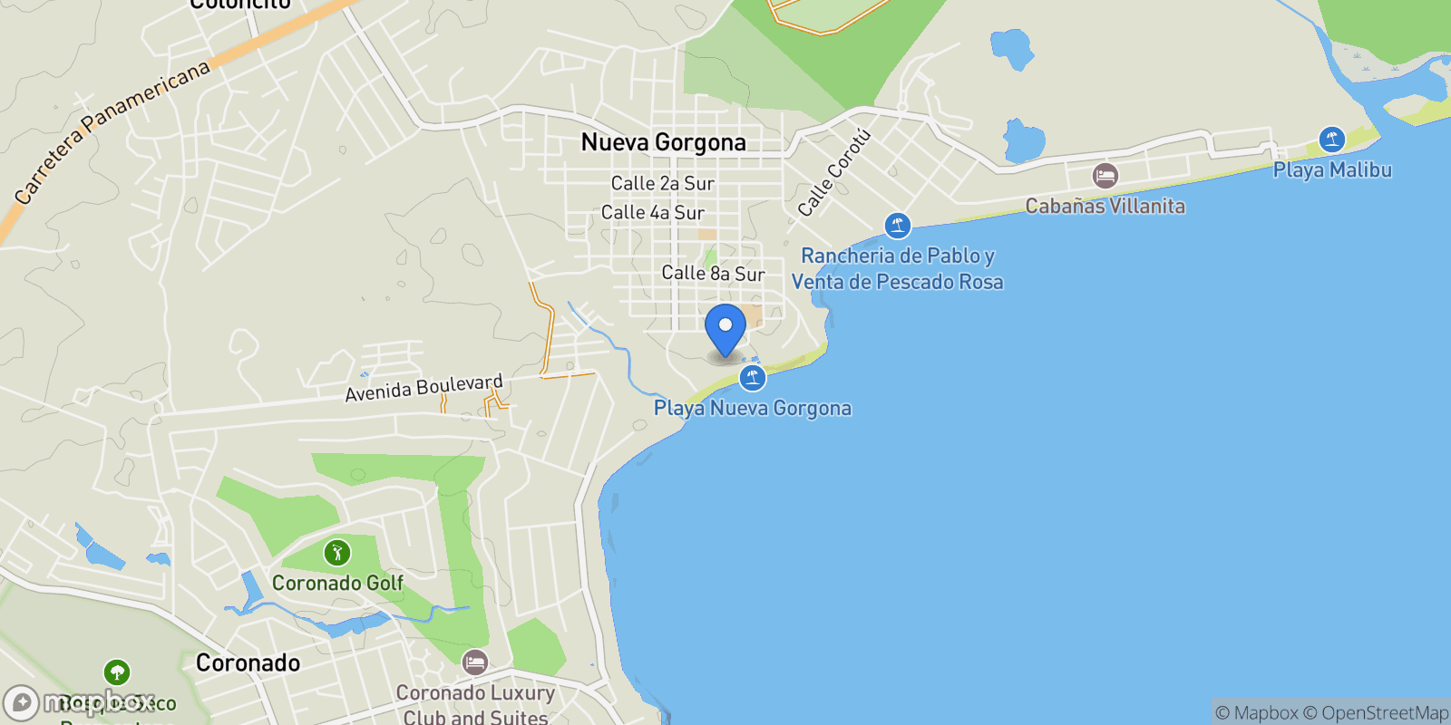 Map showing Chame PLAYA SERENA, GORGONA, Coloncito, Provincia de Panamá Oeste, Panama.
