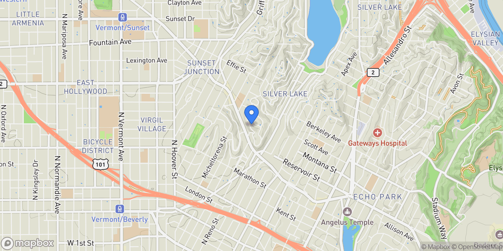 Map showing 3201 Hamilton Way, Los Angeles, California, United States.