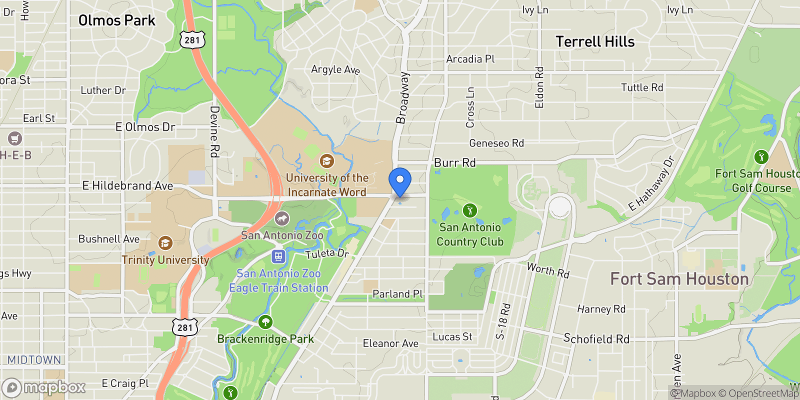 Map showing 4242 BROADWAY STREET 1505, San Antonio, Texas, United States.
