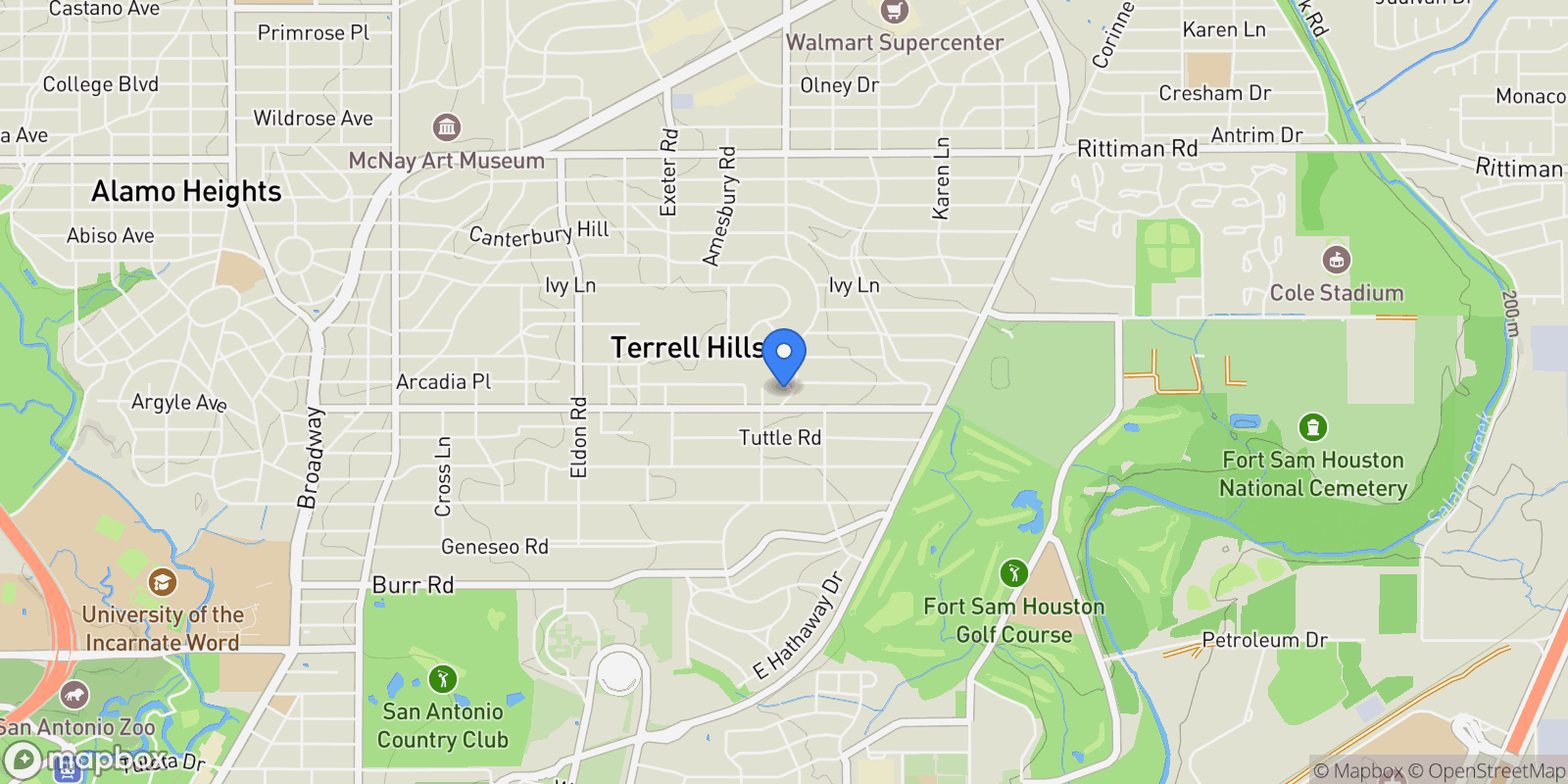 Map showing 728 Garraty Circle, San Antonio, Texas, United States.