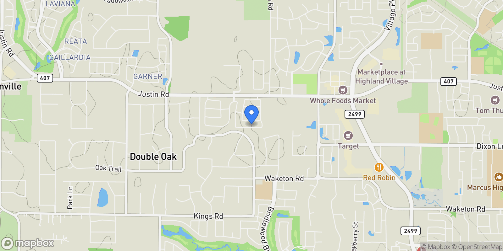Map showing 3142 Warwick Trail, Lewisville, Texas, United States.