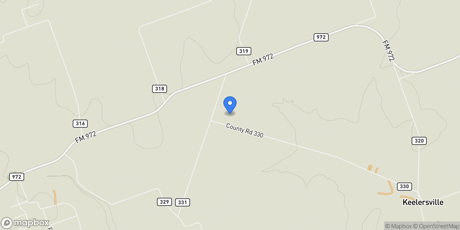 Map showing 990 CR 331, Granger, Texas, United States.