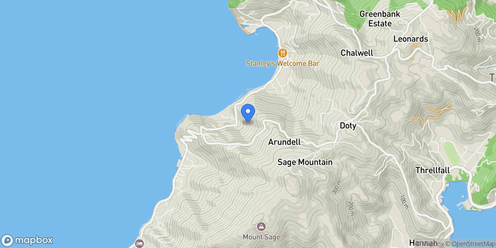 Map showing Leonards, Tortola, British Virgin Islands.