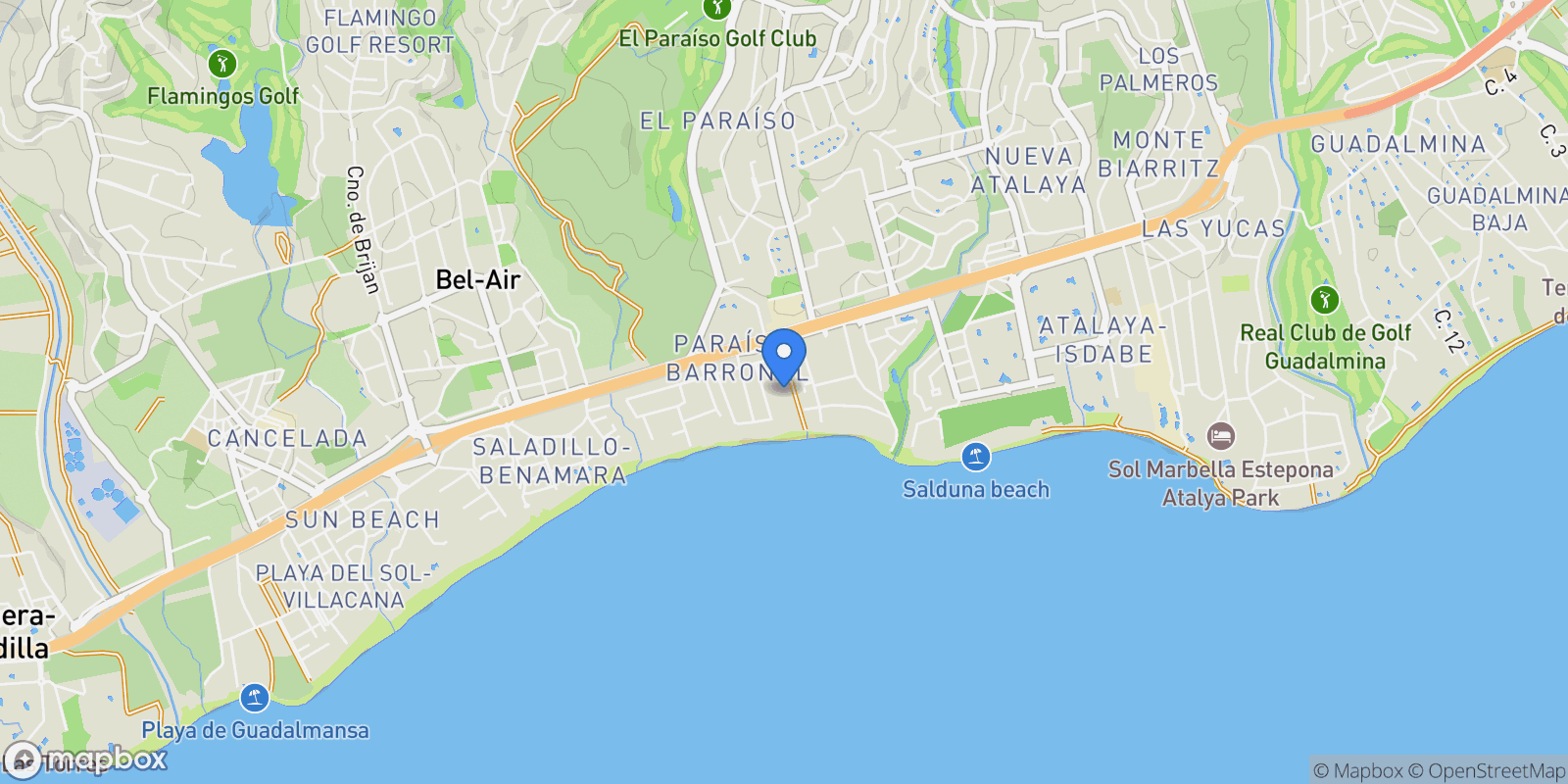 Map showing Estepona, Andalusia, Spain.