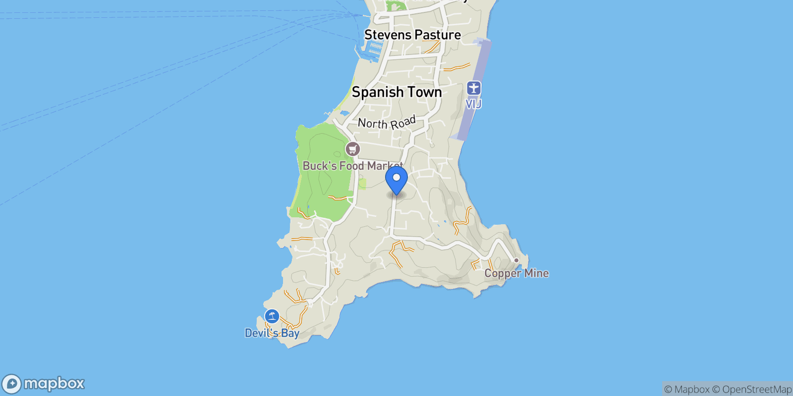 Map showing Spanish Town, Virgin Gorda, British Virgin Islands.