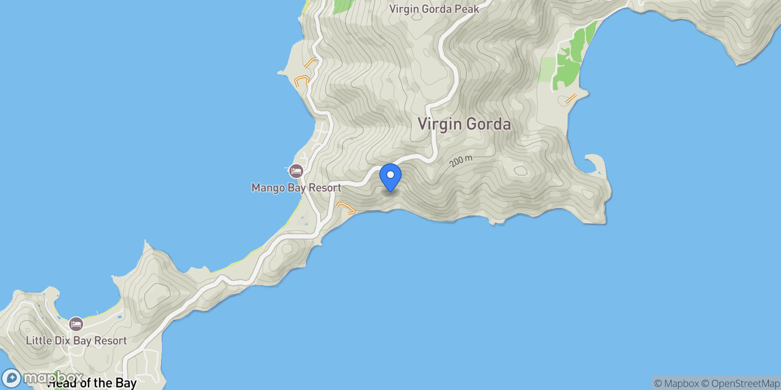 Map showing Spanish Town, Virgin Gorda, British Virgin Islands.