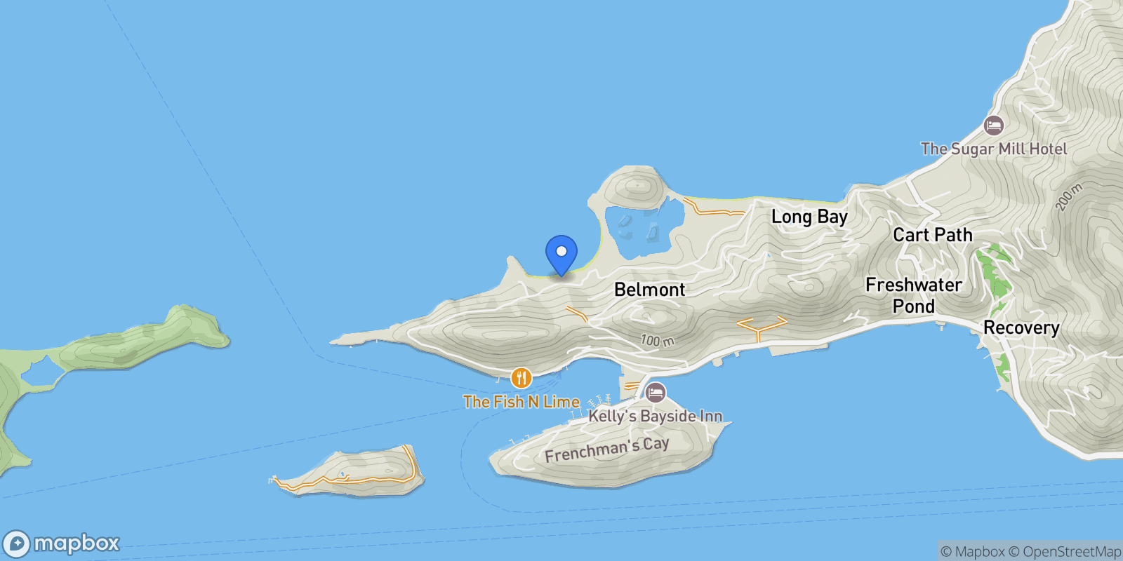 Map showing Belmont Estate, Freshwater Pond, Tortola, British Virgin Islands.