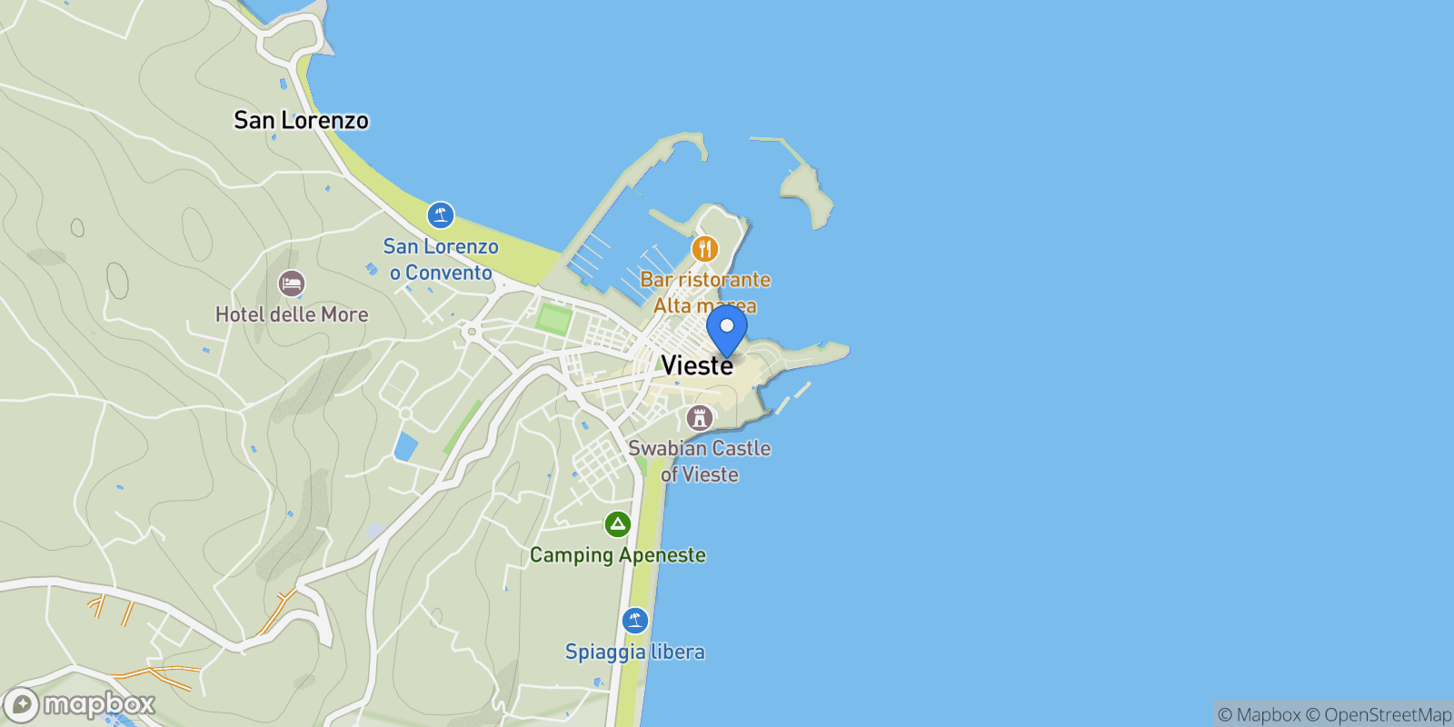 Map showing Corso Lorenzo Fazzini 11, Vieste, Apulia, Italy.
