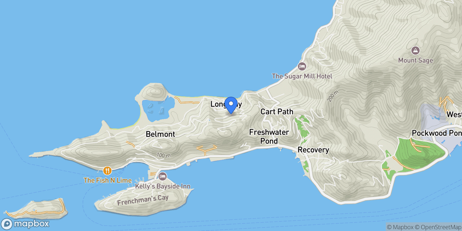 Map showing Alfresco Villa, Freshwater Pond, Tortola, British Virgin Islands.