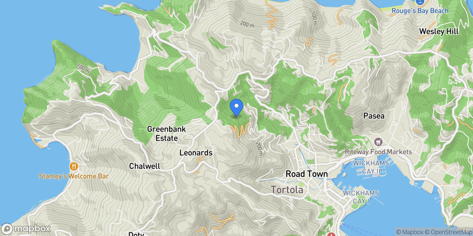Map showing Tortola, Tortola, British Virgin Islands.