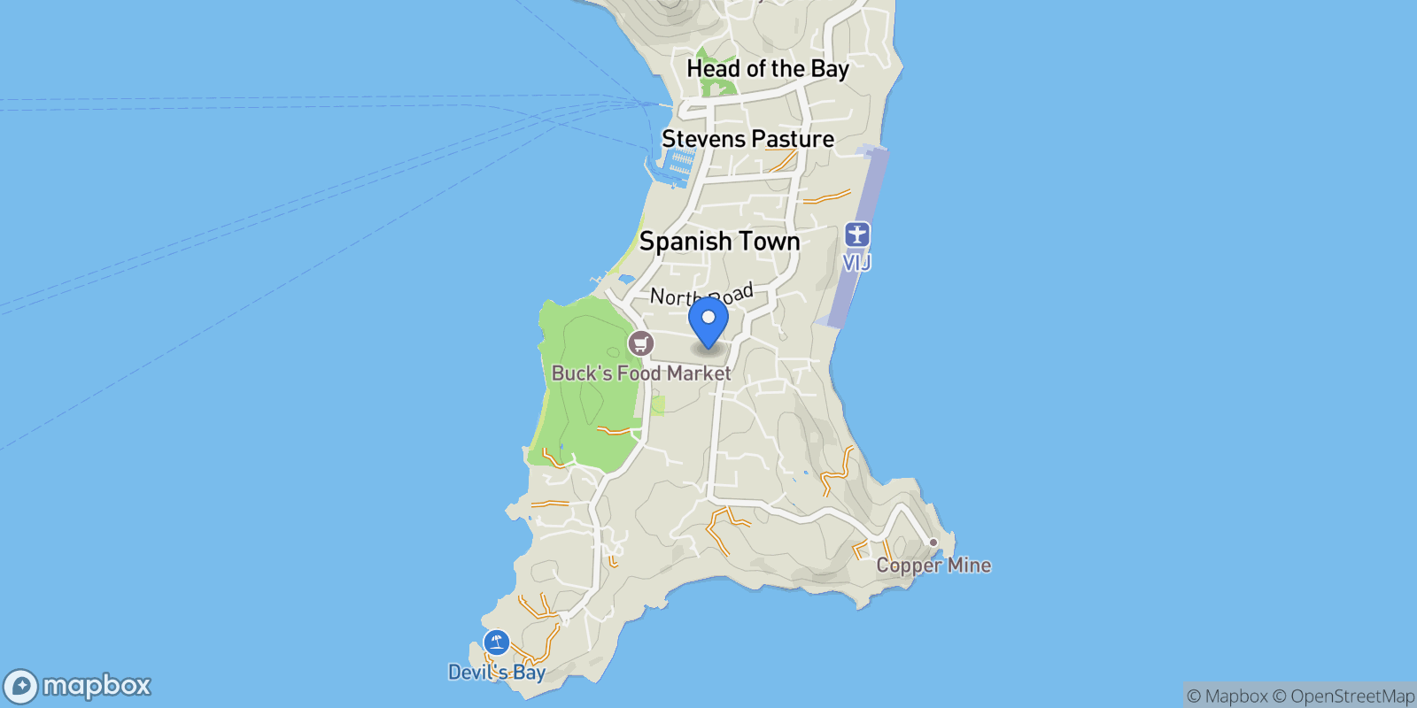 Map showing Spanish Town, Virgin Gorda, British Virgin Islands.