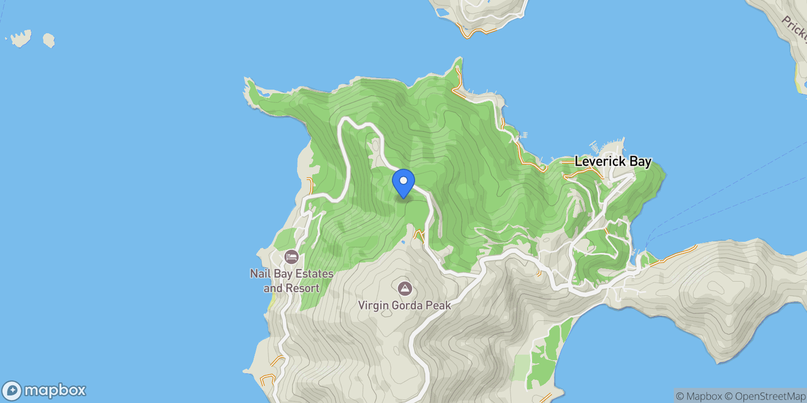 Map showing Virgin Gorda, Virgin Gorda, British Virgin Islands.