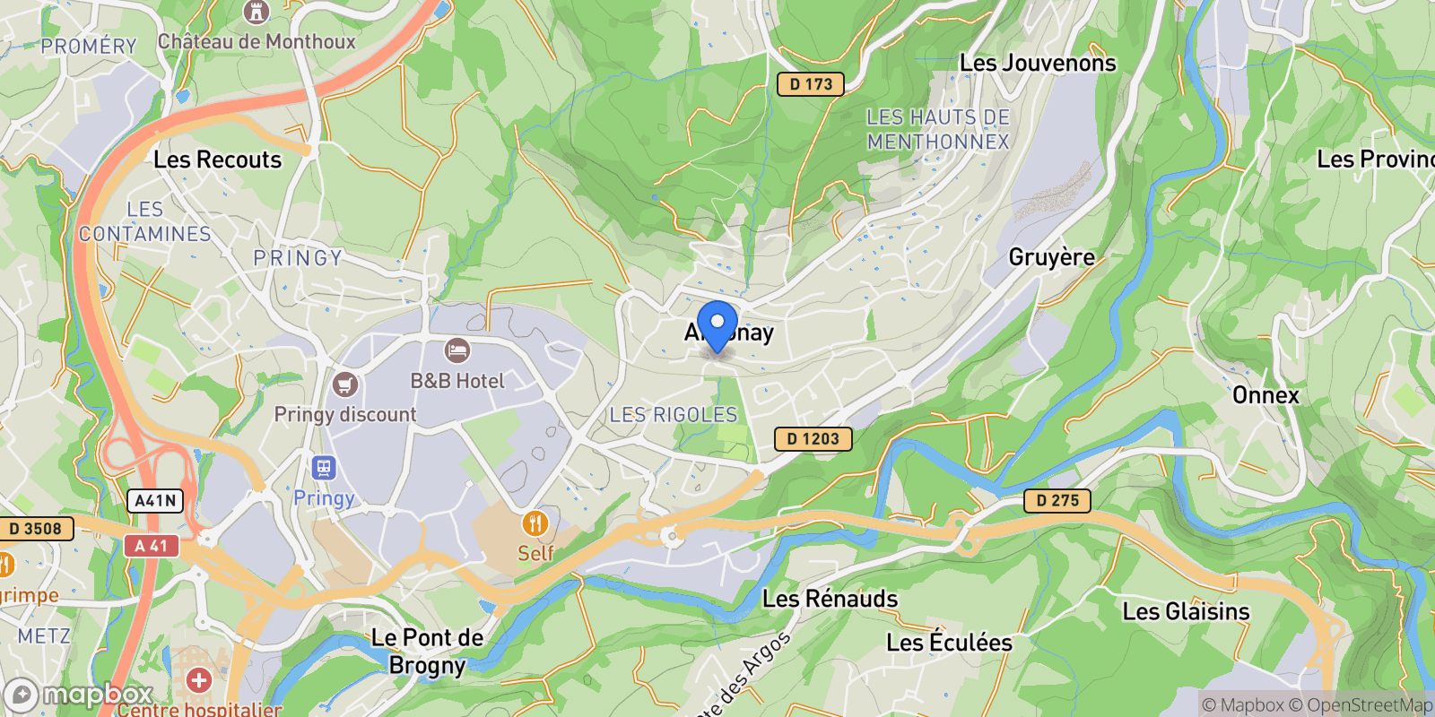 Map showing Argonay, Auvergne-Rhône-Alpes, France.