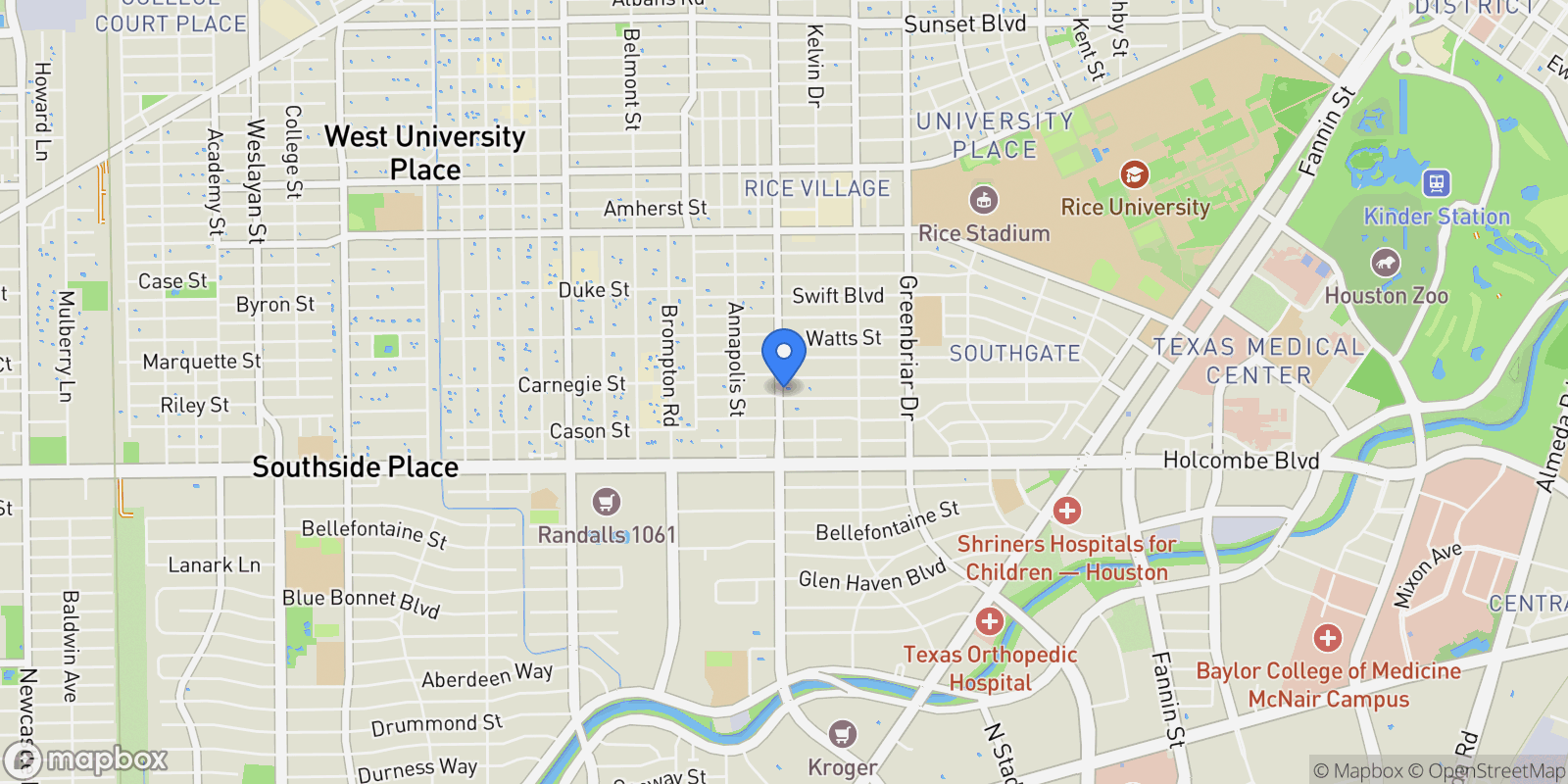 Map showing 2530 Wordsworth Street, Houston, Texas, United States.