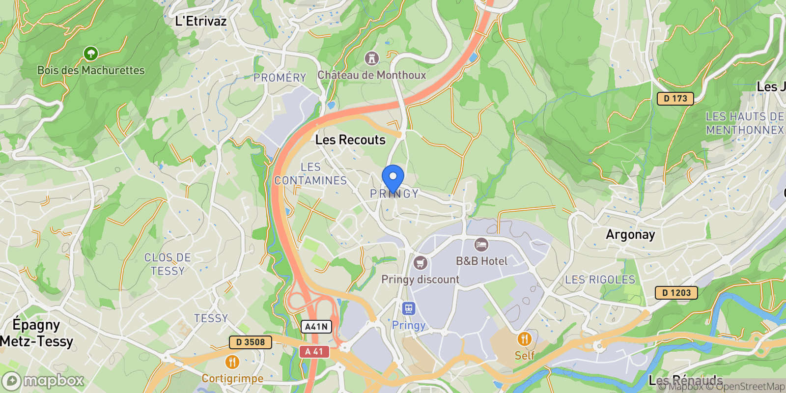 Map showing Annecy, Auvergne-Rhône-Alpes, France.