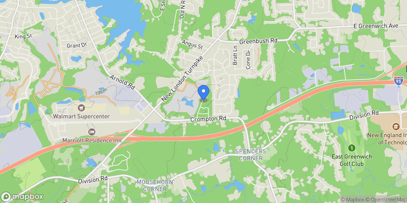 Map showing 25 Wescott Way 80, Coventry, Rhode Island, United States.