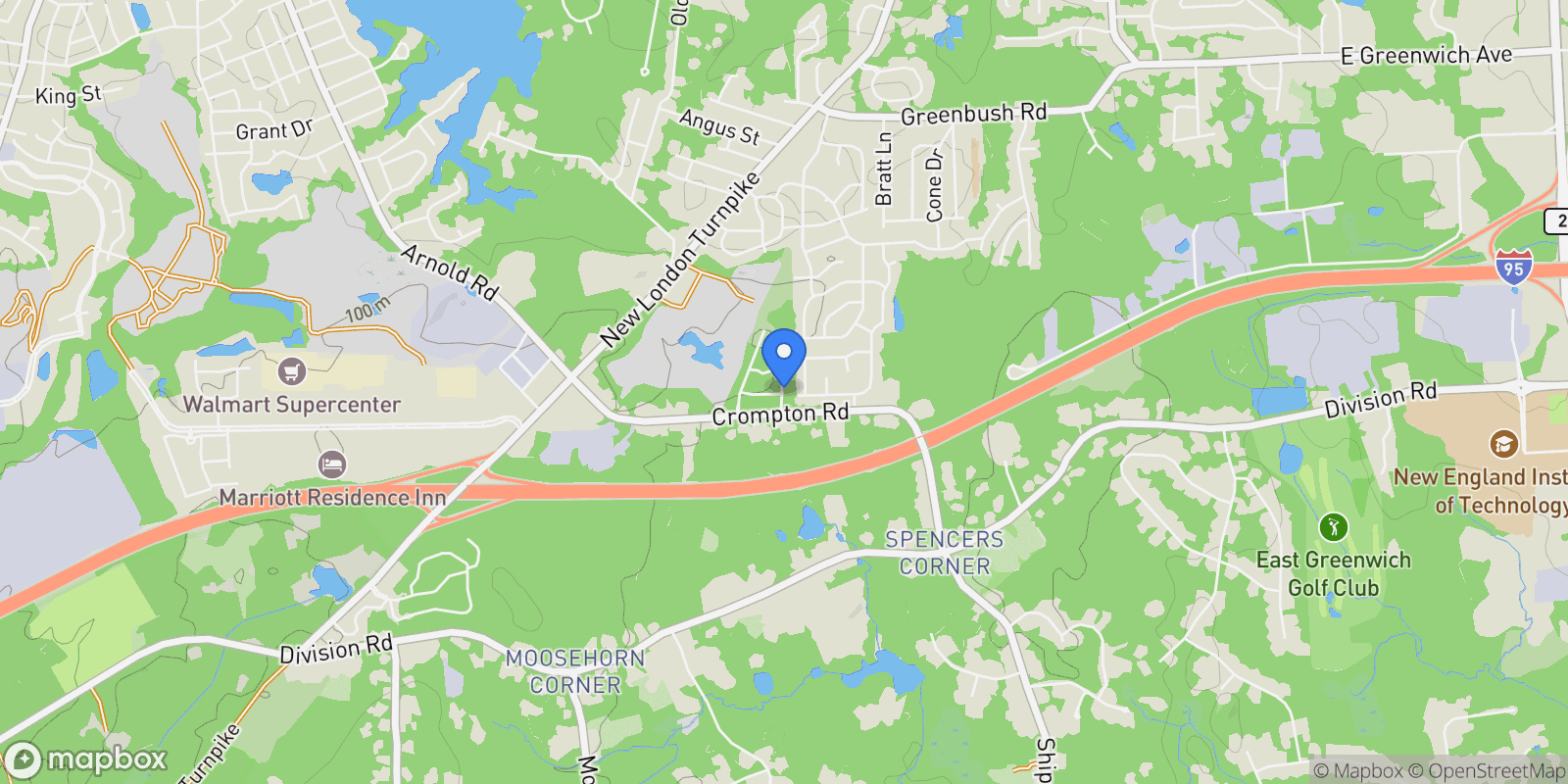 Map showing 1 Hampton Road 27, Coventry, Rhode Island, United States.