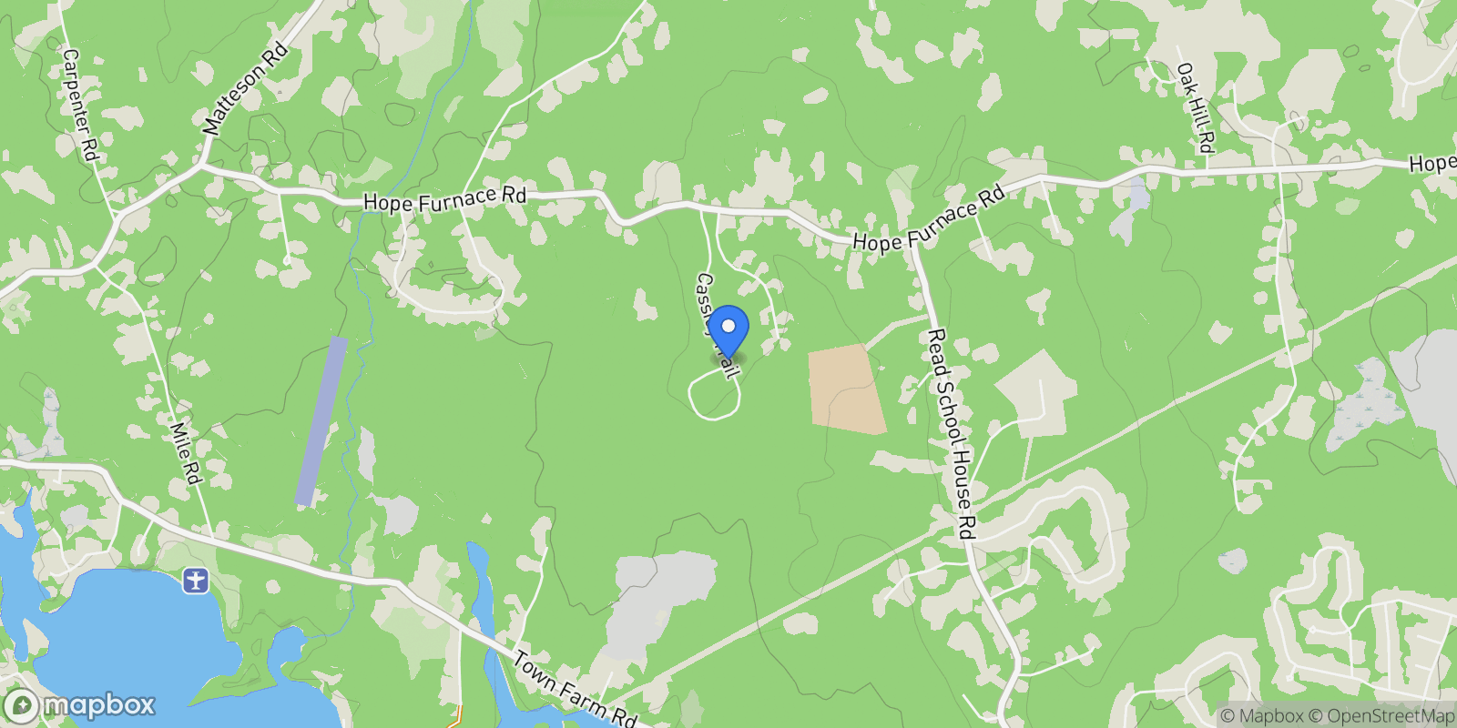 Map showing 33 Cassidy Trail, Coventry, Rhode Island, United States.