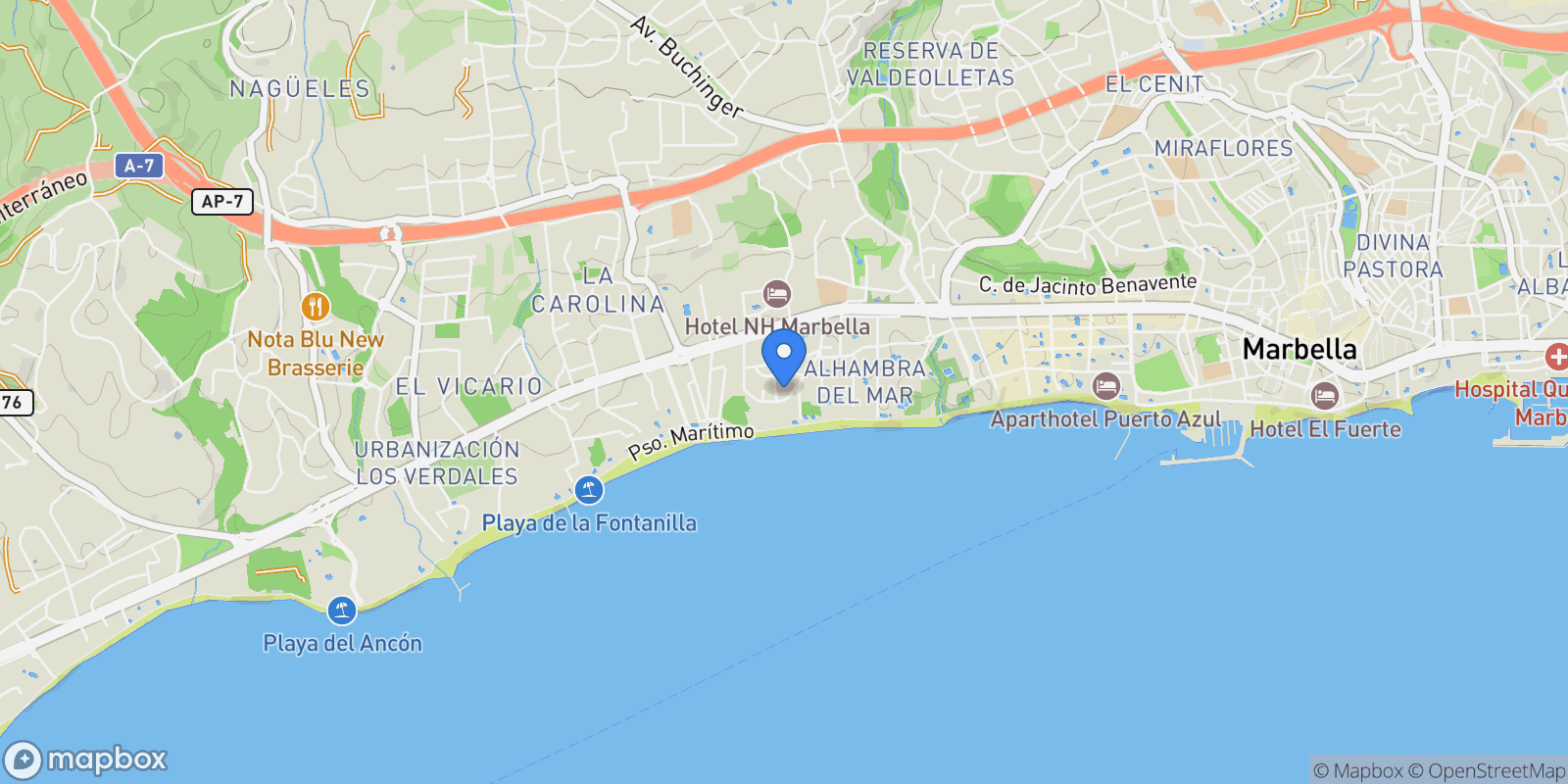 Map showing Golden Mile, Andalusia, Spain.