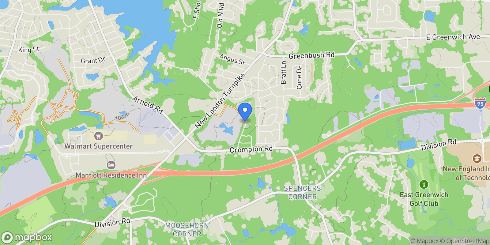Map showing 32 Wescott Way 53, Coventry, Rhode Island, United States.